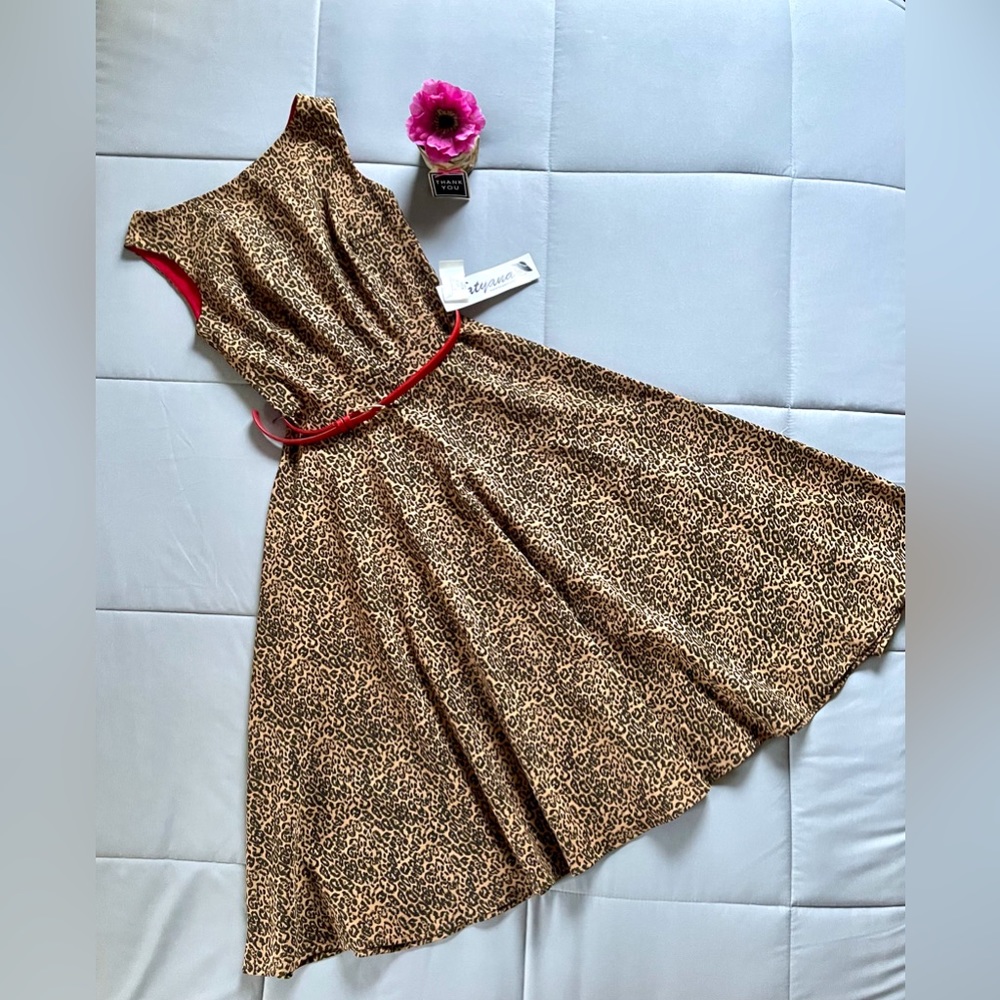 Tatyana Animal Print Leo Circle Retro Style Dress XS